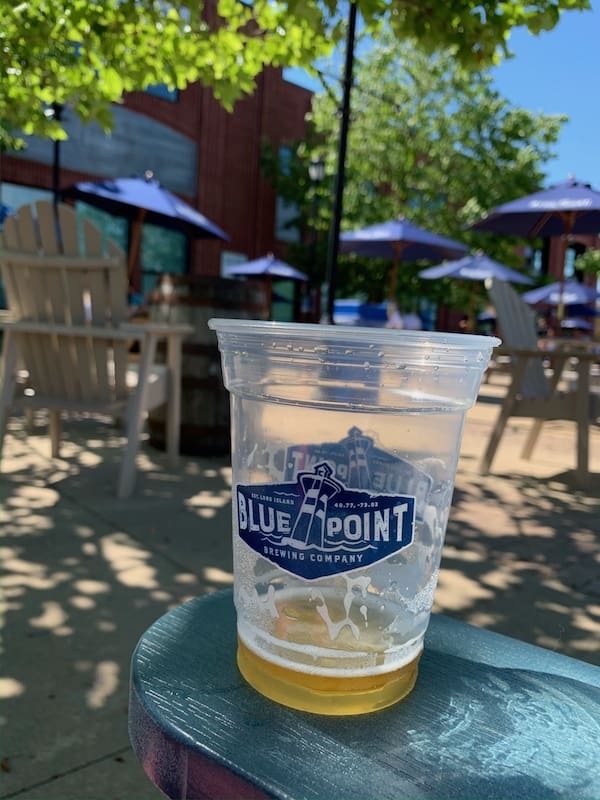 draft beer at Blue Point Brew Pub garden