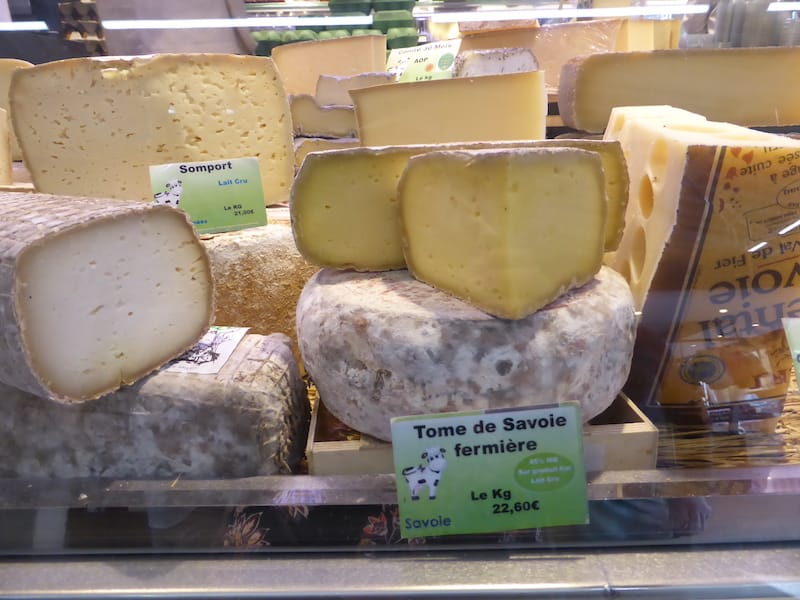 French cheese offered at the local market
