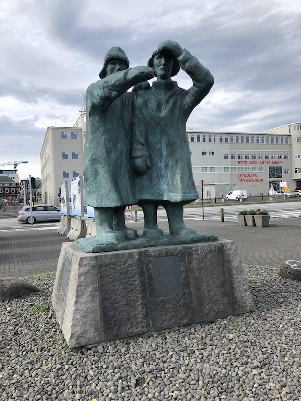 fisherman sculture in Reykjavik harbour
