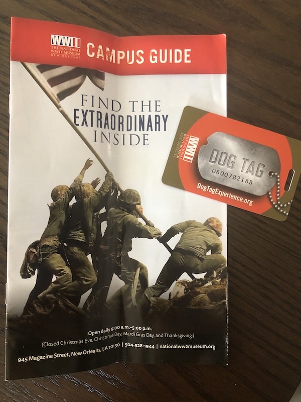 WWII Museum guide and dog tags