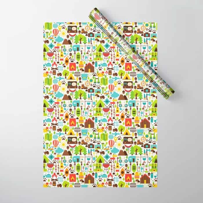 colorful cartoon hiking designed wrapping paper